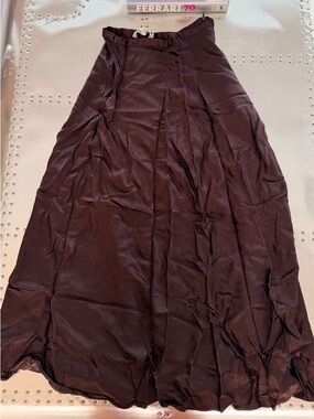 Zara Chocolate Brown Satin Maxi Skirt
